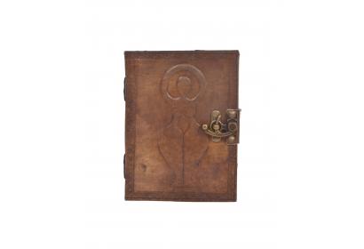 Handmade Antique Design Mother Earth Goddess Embossed Leather Journal Notebook Charcoal Color Journals Notebook & Sketchbook
